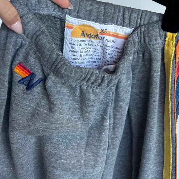 Aviator Nation  5 Stripe Sweatpants, Heather Grey/Multi - Picture 4 of 4